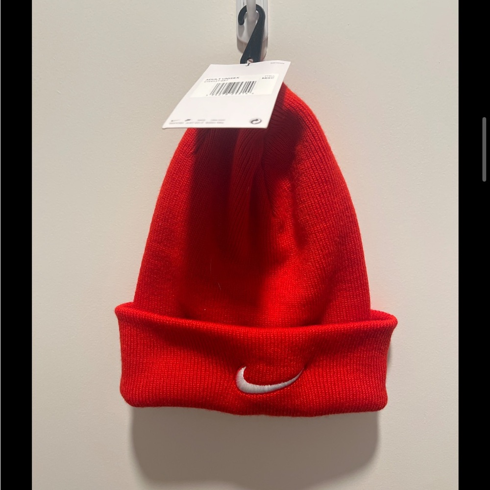 Nike Red Knit Hat with Classic Design